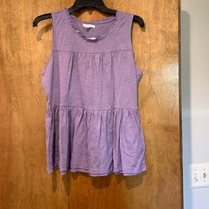 Purple eyelet cotton top